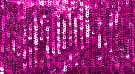 Fuchsia sequins, sparkling sequined textile background