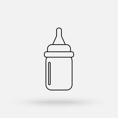 Baby Bottle Milk Minimalist Flat Color Line Stroke Icon Pictogram Symbol. illustration.