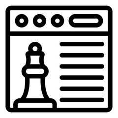 
Website with chess piece denoting linear icon of web strategy 
