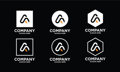 Linear style letter A logo bundle