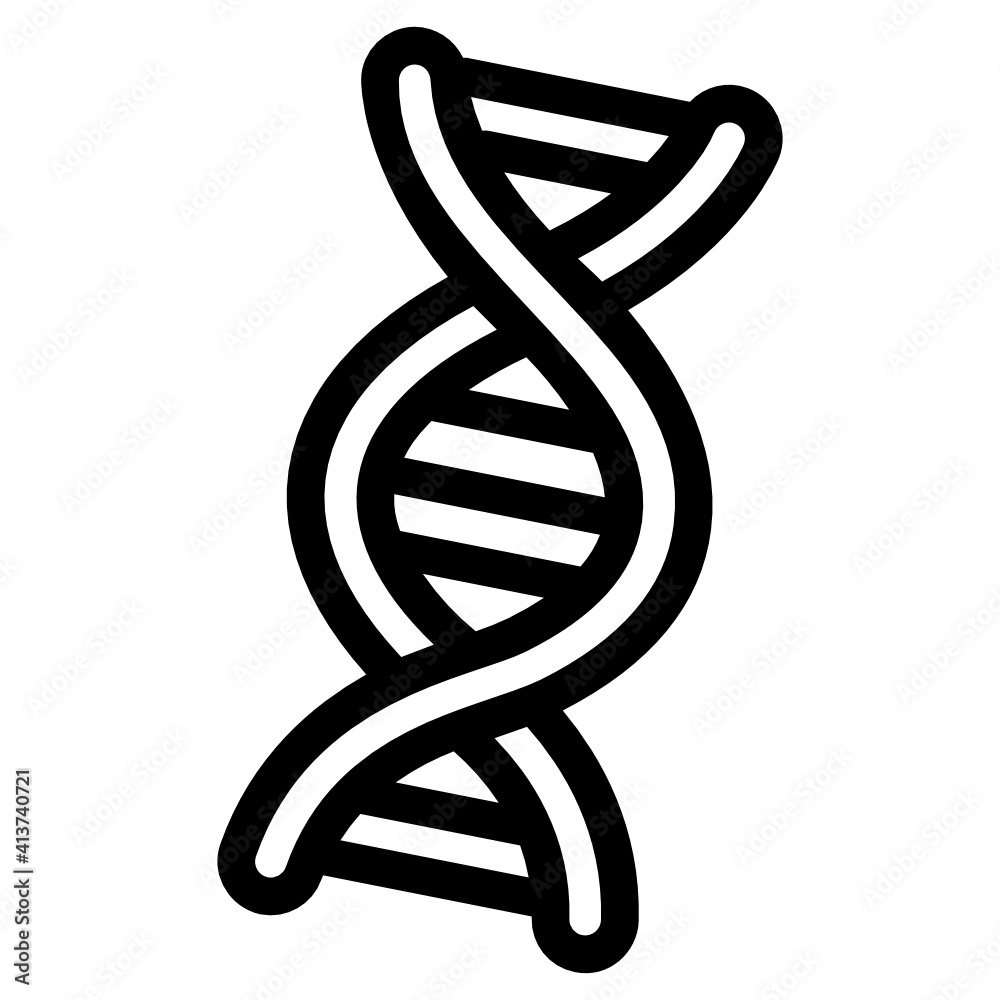 Sticker deoxyribonucleic acid, editable icon of dna strand