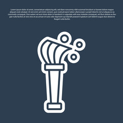 Blue line Aspergillum icon isolated on blue background. Vector.