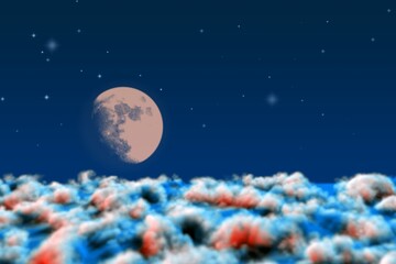 cosmic clouds with moon concept creative abstract background for art purposes