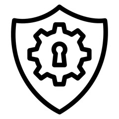 
Cogwheel with shield denoting linear icon of security setting 
