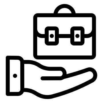 
Hand with abg denoting linear icon of employment 
