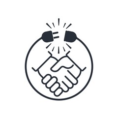 Successful business contact. Vector linear icon isolated on white background.