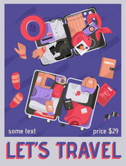 Vector poster of Lets Travel concept