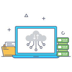 
Cloud technology in flat conceptual icon 
