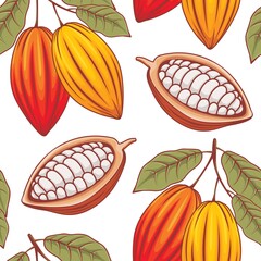 Cocoa repeatable pattern isolated on white background