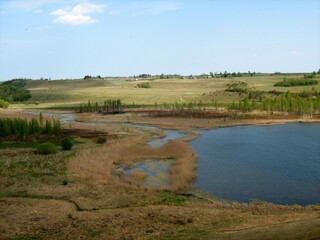 Izborsk, Mal Valley view of the blue sky lake