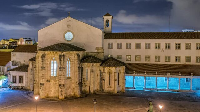 Cathedral in Odivelas, Portugal. Nice night view. District of Lisbon.