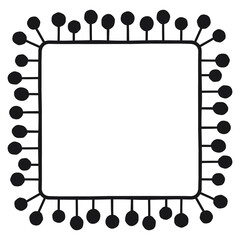 Square shaped floral border, 4. Vector illustration in black line on white background of a square border in floral style.