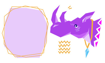 Purple rhino with cool tribal patterns with text box