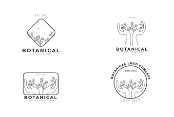 Minimal feminine modern botanical floral organic natural abstract seasonal crocus classical logo design