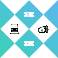 Set Train, Airline ticket, Bus and icon. Vector.