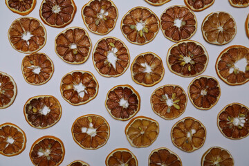 Dried fruit on colored background. Pattern of a fruit frips. Healthy eating