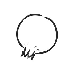 Vector sketch of tropical pomegranate fruit. Round outlines of ripe Garnet isolated on a white background, stock illustration on a horticultural theme. garnet, vector sketch on a white background