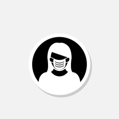 Face medical mask sticker icon