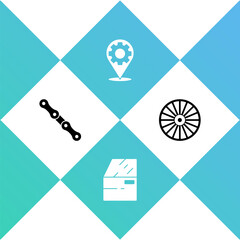 Set Car chain, door, service and Alloy wheel icon. Vector.