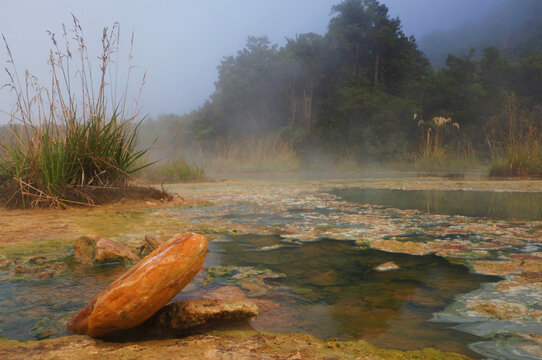 Natural hot pools in Copland track in New Zealand