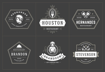 Fototapeta premium Restaurant logos templates set vector illustration good for menu labels and cafe badges