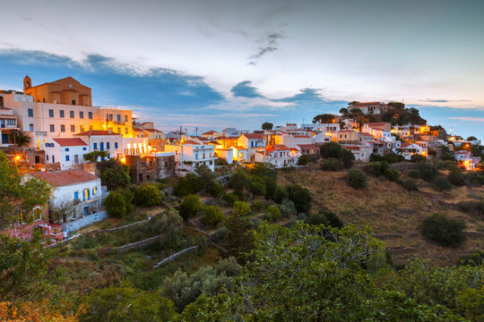 View of Ioulida village on Kea island in Greece.