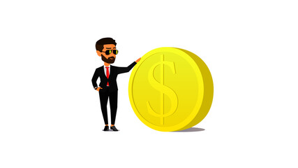 cartoon illustration of a handsome young businessman in various poses