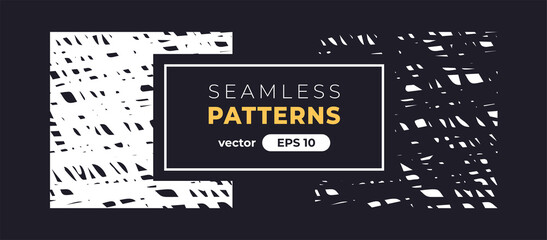 Naklejka premium Seamless abstract pattern. Halftone hatching. Grunge noise texture set. Vector illustration eps10. Creative artistic collection. Flat style. Pencil, ink paint strokes. Background template.