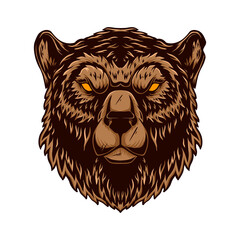 Bear head illustration. Design element for logo, label, sign, emblem, poster. Vector illustration