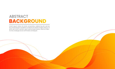 Abstract background. Dynamic gradient wave background with flow lines. Yellow orange gradient on white background.