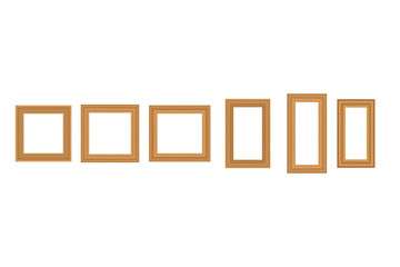 Big set of squared golden vintage wooden frame for your design. Vintage cover. Place for text. Vintage antique gold beautiful rectangular frames. Template vector illustration.