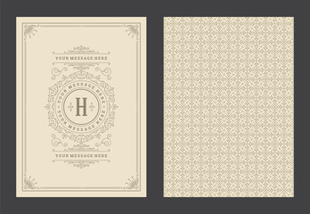 Vintage ornament greeting card calligraphic ornate swirls and vignettes frame design vector template