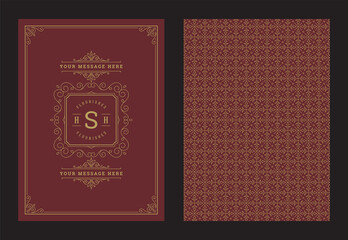 Vintage ornament greeting card calligraphic ornate swirls and vignettes frame design vector template