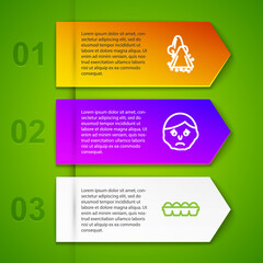 Set line Runny nose, Inflammation on face, Chicken egg in box and Medical hospital building. Business infographic template. Vector.