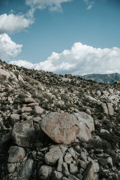 Boulders and rocky landscape and sky outside Albuquerque New Mexico