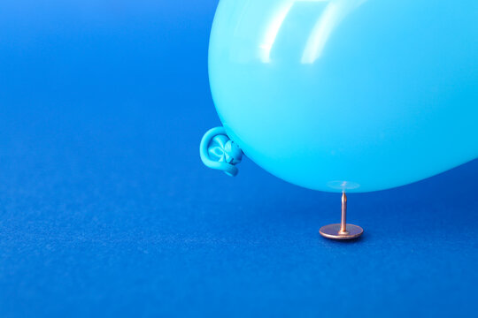 Office Pin And Air Balloon On Color Background