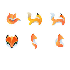 Obraz premium Creative fox Animal Icon, logo set. Vector Illustration 