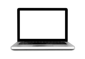 Front side of laptop 13 inch with copy space isolated on white background, high resolution image