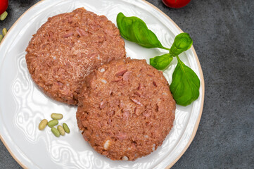 Healthy vegetarian vegan food, plant based soya beans burger