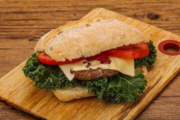 Italian ciabatta bread with burger