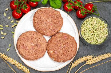 Healthy vegetarian vegan food, plant based soya beans burger