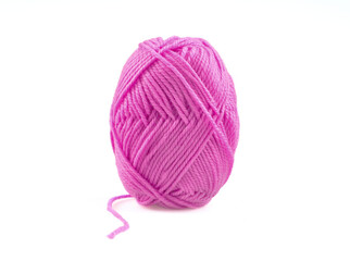 Yarn pink on white background