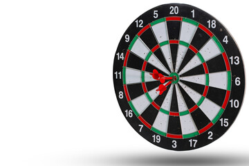 dartboard with arrows hitting the center target and clipping path ,setting the goals of life