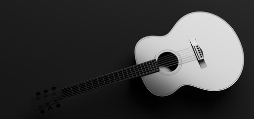 Naklejka na ściany i meble Classical acoustic guitar in black and white. Music