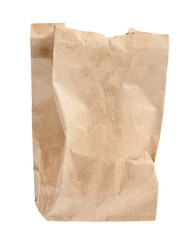 Folder brown paper bag isolated on white background. Recycled paper shopping bag on white background.