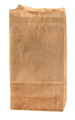 Folder brown paper bag isolated on white background. Recycled paper shopping bag on white background.