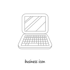 Laptops icon in doodle style. Computer, notebook isolated vector illustration designHand drown business icon. Business idea concept.