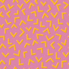 Angle seamless pattern. Crazy vector geometric background. Modern trendy memphis style print. Minimal abstract shape texture for fashion fabric.