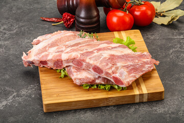 Raw pork ribs for cooking