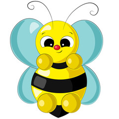 Cute cartoon bee. Draw illustration in color